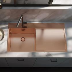 Pure.Sink Exclusivo Bakreni pomivalni korit z odkapnim delom 100x52 cm Tapwing levo PEX47100LT-62