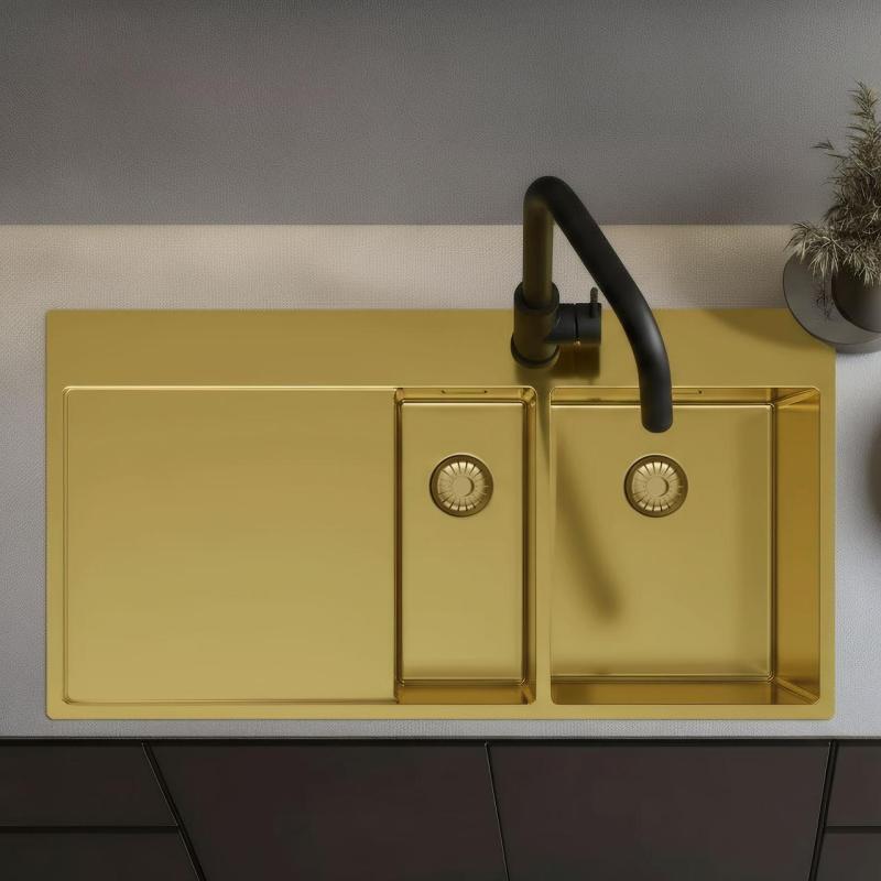 Pure.Sink Exclusivo Zlata 1,5  pomivalna korita z odkapnim delom 100x52 cm Tapwing desno PEX3418100RT-60