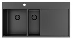 Pure.Sink Exclusivo Gun metal 1,5  pomivalno korito z odkapnim delom 100x52 cm Tapwing levo PEX3418100LT-61