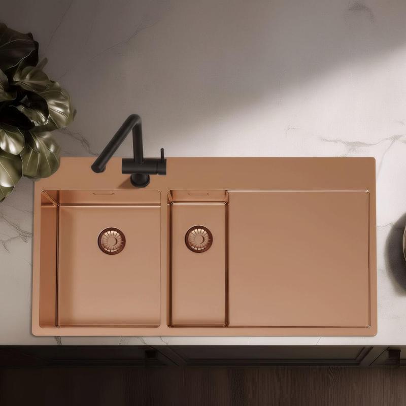 Pure.Sink Exclusivo Bakren 1,5  pomivalno korito z odkapnim delom 100x52 cm Tapwing levo PEX3418100LT-62