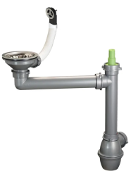 Ausmann Odtočni komplet iz nerjavečega jekla z okroglim prelivom, vključno s sifonom za enojni pomivalni korit 1208972186