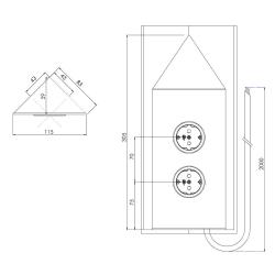 Indux Corner Еnergiezuil z 2 vtičnicami Randaarde Hoek Gun metal 1208972286