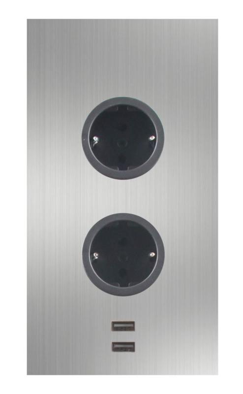 Indux Corner Energijski stolp z 2 vtičnicami z ozemljitvijo in 2 x USB polnilnikom iz nerjavečega jekla 1208972296