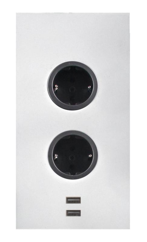 Indux Corner Energijski stolp z 2 vtičnicami z ozemljitvijo in 2 x USB polnilnikom, bel 1208972298