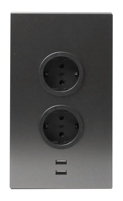Indux Corner Energijski stolp z 2 vtičnicami z ozemljitvijo in 2 x USB polnilnikom Gun metal 1208972299
