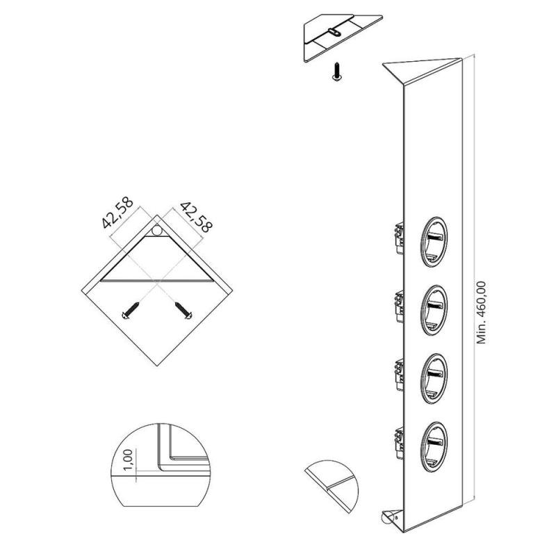 Indux Corner Energijski stolp s 4 vtičnicami Randaarde Črna 1208972307