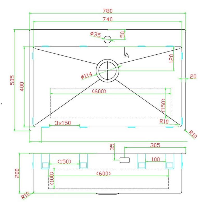 Pure.Sink Luxion Velika PVD antik bronasta pomivalna korita 78x50 cm Tapwing z odprtino za pipo in spodnjim predalom PLX7850T-64