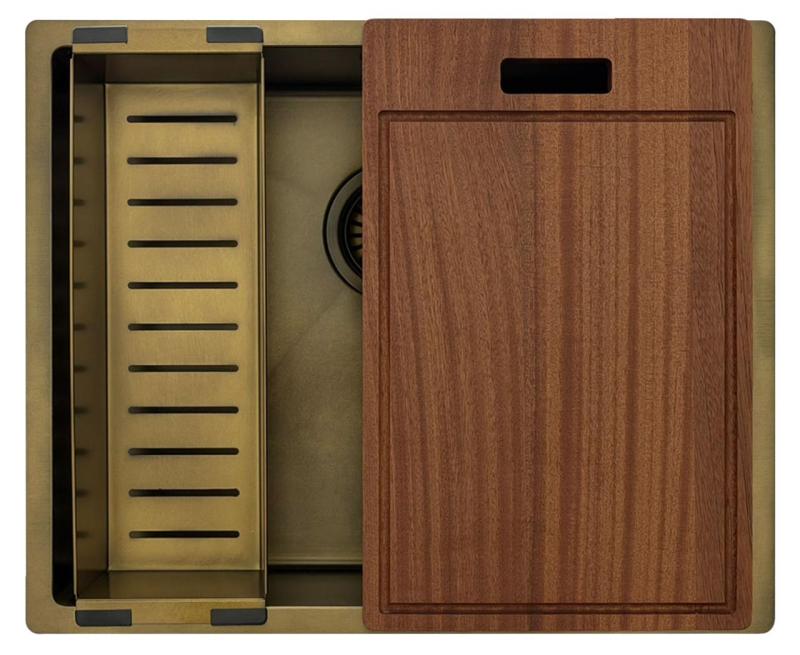 Pure.Sink Luxion PVD Antique Bronzen pomivalno korito 50x40 cm za vgradnjo pod pult, vgradnjo v pult in vgradnjo na pult z dnom PLX5040-64