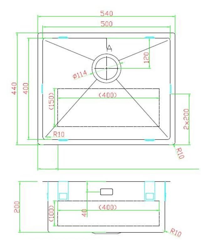 Pure.Sink Luxion PVD Antique Bronzen pomivalno korito 50x40 cm za vgradnjo pod pult, vgradnjo v pult in vgradnjo na pult z dnom PLX5040-64