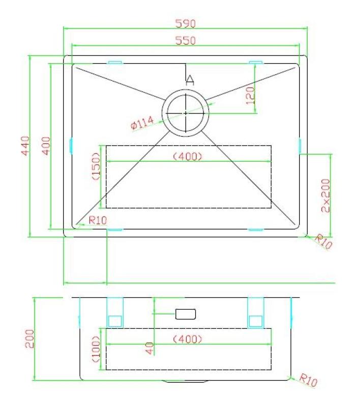 Pure.Sink Luxion PVD Antique Bronzen pomivalno korito 55x40 cm za vgradnjo pod pult, vgradnjo v pult in nad pultom  z dnom PLX5540-64