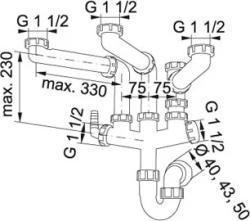 Franke Spazio 3 prostor za varčevanje s kuhinjskim sifonom za 3 pomivalna korita 6213