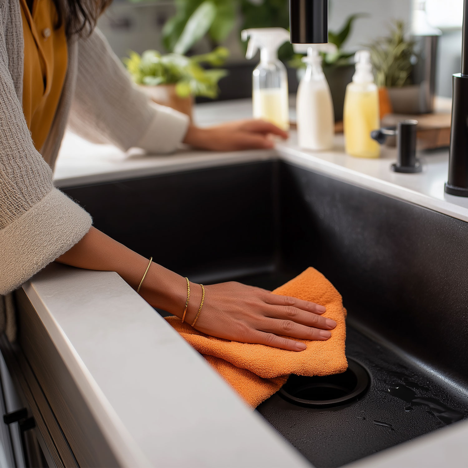 Kako očistim črno umivalno korito?